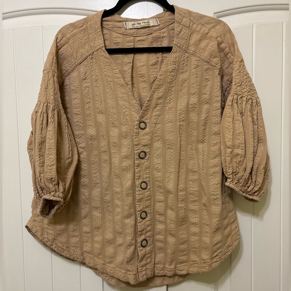 Free People We the Free Feel it Still button down balloon sleeve boho top, S - Picture 5 of 11